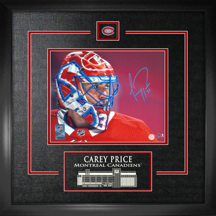 Carey Price Montreal Canadiens Signed Framed 8x10 Close-Up Red Helmet Photo