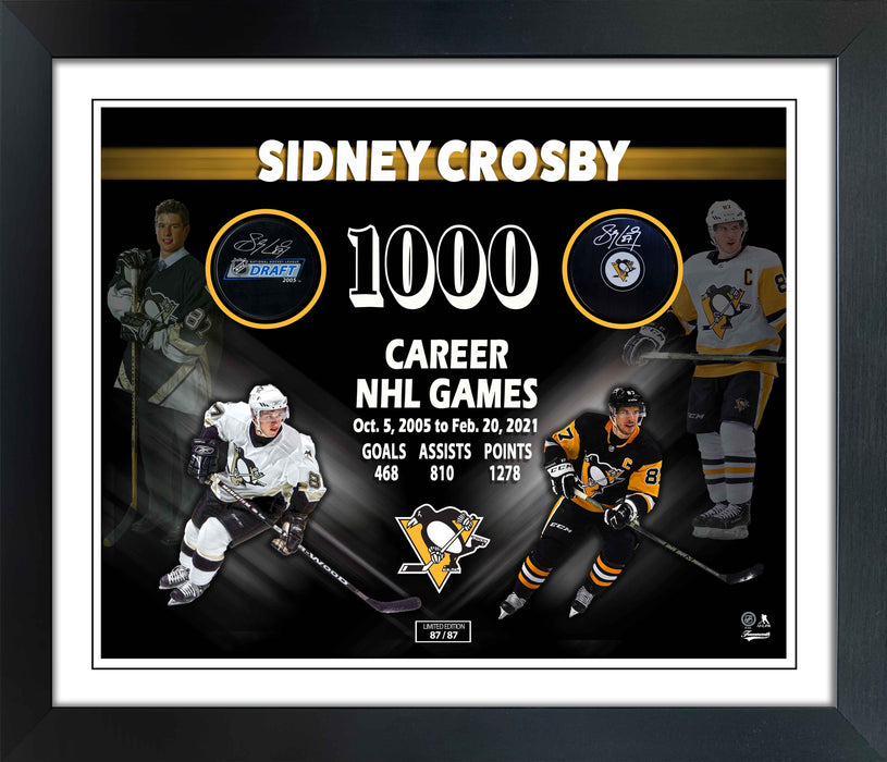 Sidney Crosby Signed Puck 1000 Game Collage Double Signature (Limited Edition of 87)