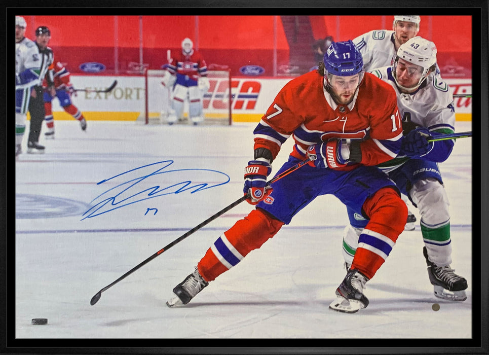 Josh Anderson Montreal Canadiens Signed Framed 20x29 Defending Puck Canvas