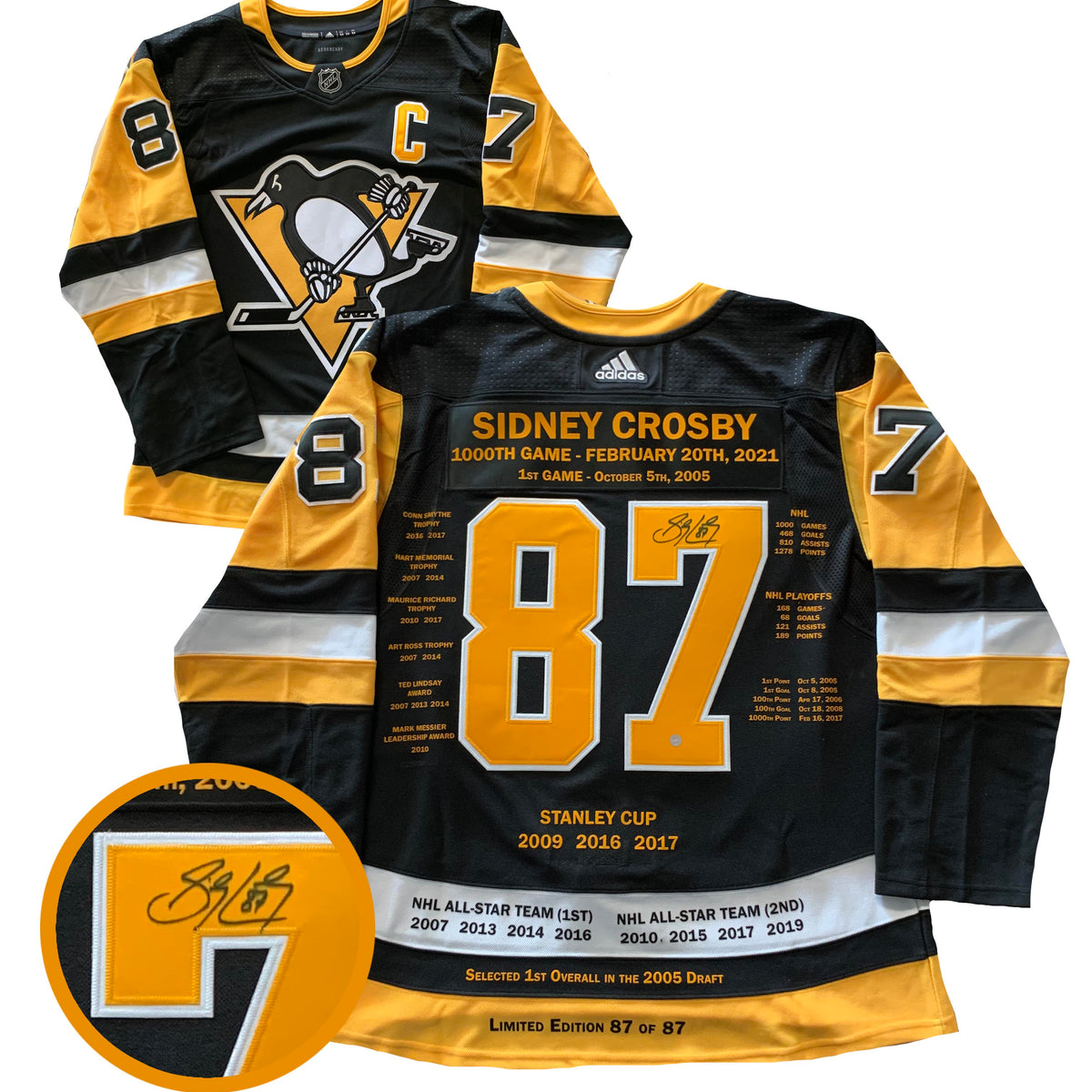 Sidney Crosby Signed Jersey Penguins Cream 2023 Winter Classic Adidas LE 87