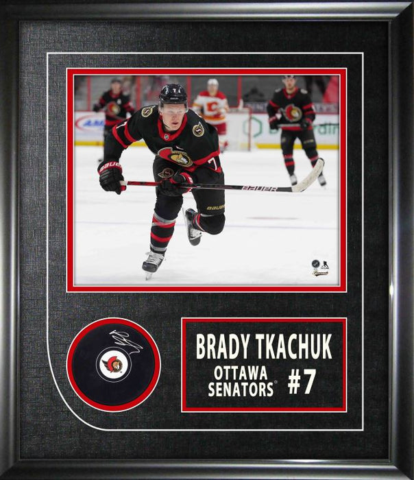 Brady Tkachuk Signed Framed Ottawa Senators Puck