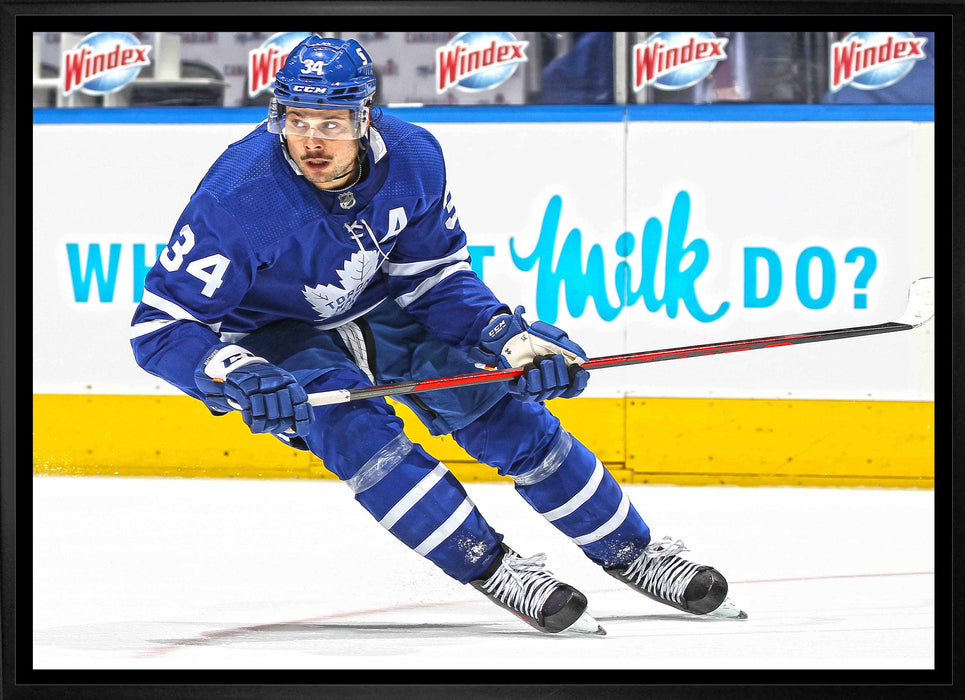 Auston Matthews Toronto Maple Leafs Framed 20x29 Skating Canvas