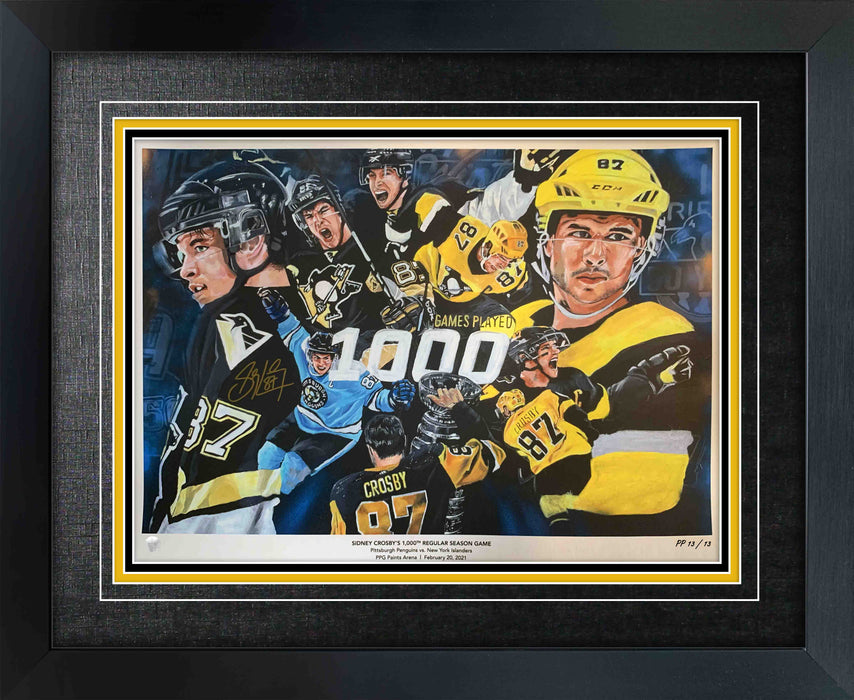 Sidney Crosby Signed Pittsburgh Penguins 1000 Games Collage Print