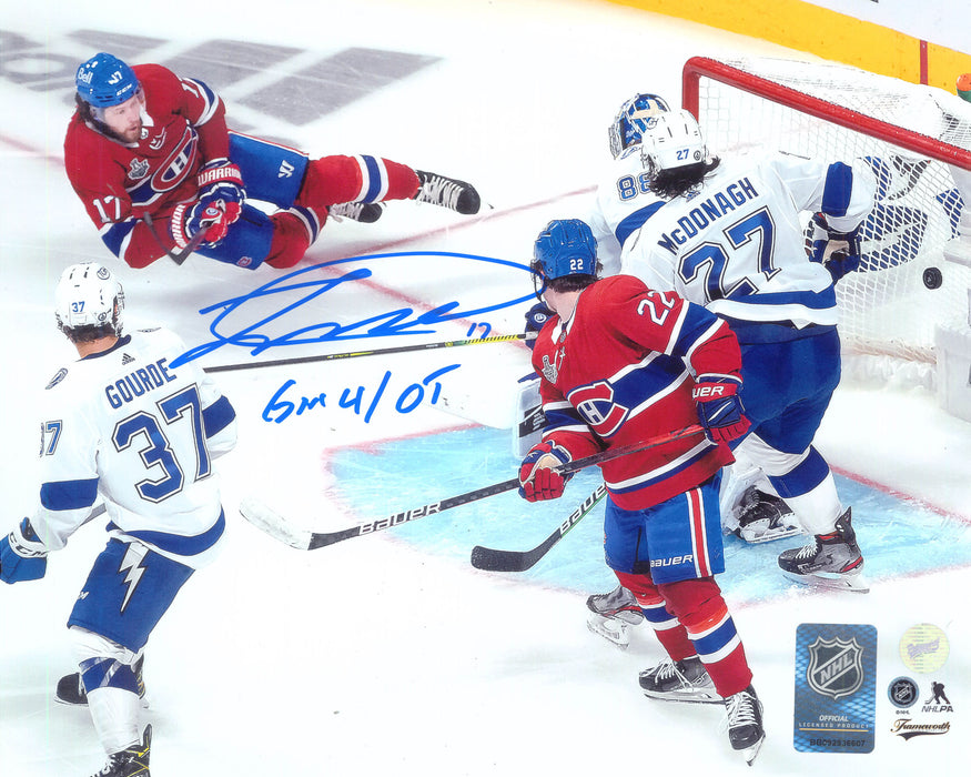Josh Anderson Montreal Canadiens Signed Unframed 8x10 Scoring Photo with "Gm 4 OT" Inscribed