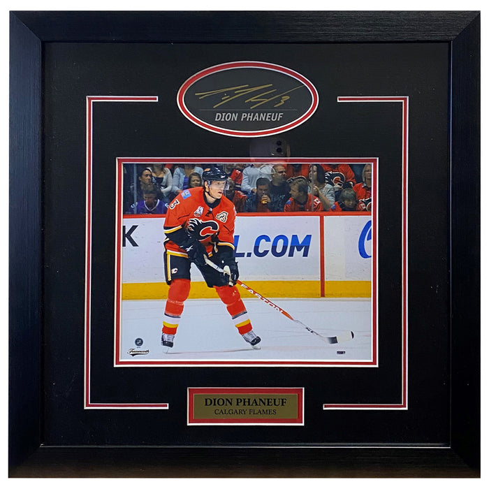 Dion Phaneuf Calgary Flames Signed Framed Print with 8x10 Action Photo