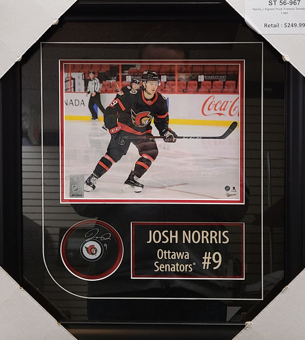 Josh Norris Signed Framed Ottawa Senators Puck