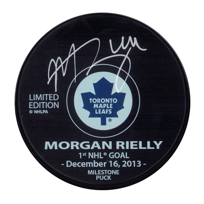 Morgan Rielly Signed 1st Goal Milestone Toronto Maple Leafs Puck LE of 144