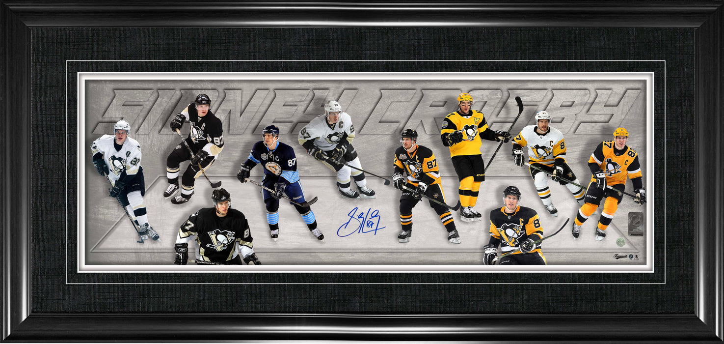Sidney Crosby Signed Framed 10x30 Pittsburgh Penguins Jersey Evolution Print
