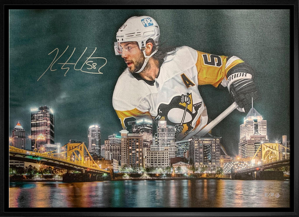 Kris Letang Pittsburgh Penguins Signed Framed 20x29 Skyline Canvas LE/99