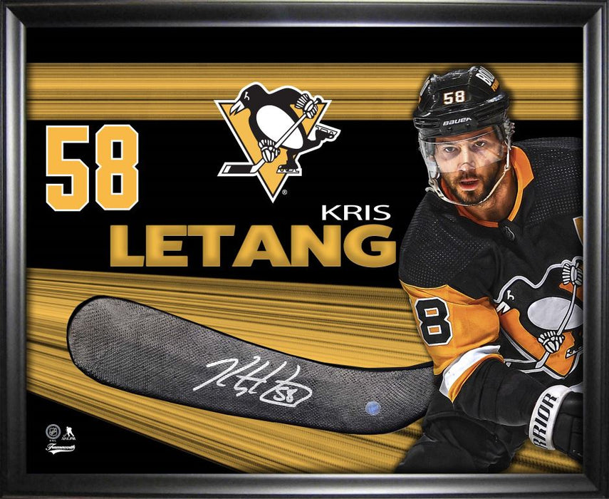 Kris Letang Signed Framed PhotoGlass Pittsburgh Penguins Stickblade