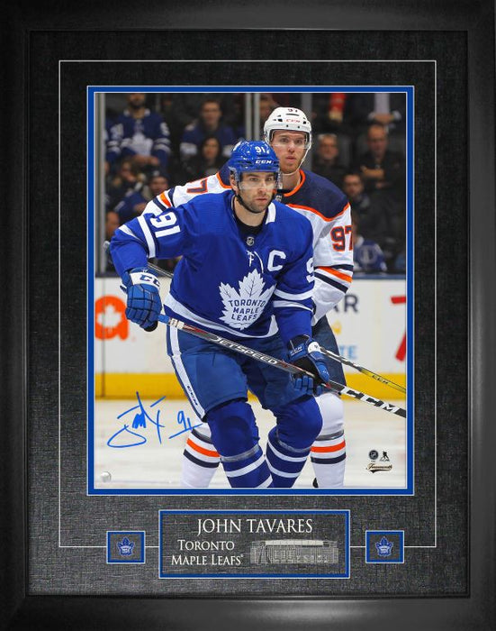 John Tavares Toronto Maple Leafs Signed Framed 16x20 in Action vs McDavid Photo