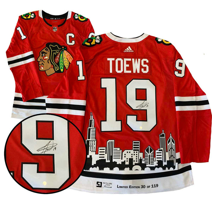 Jonathan Toews Signed Chicago Blackhawks Red Adidas Authentic Skyline Jersey LE/119