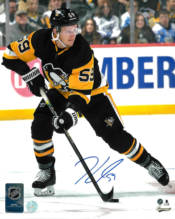 Jake Guentzel Pittsburgh Penguins Signed 8x10 Skating with Puck Photo