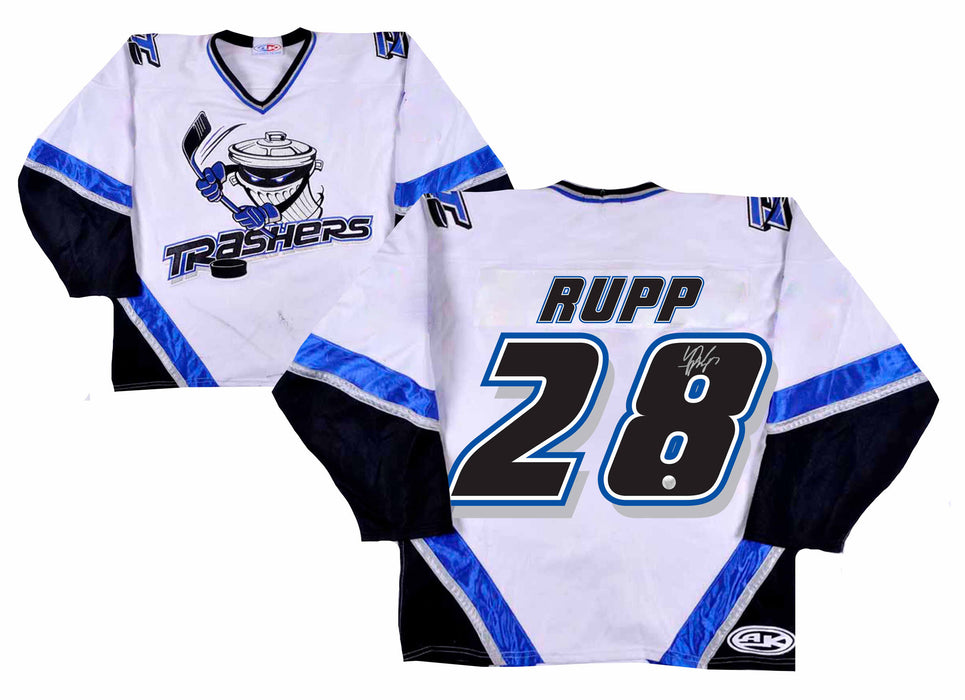 Mike Rupp Signed Danbury Trashers White Game Model Jersey