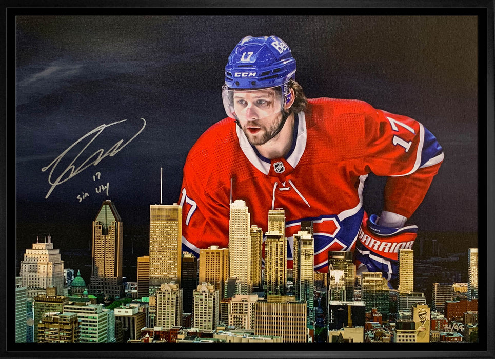 Josh Anderson Montreal Canadiens Signed Framed 20x29 Skyline Canvas with "Sin City" Inscribed