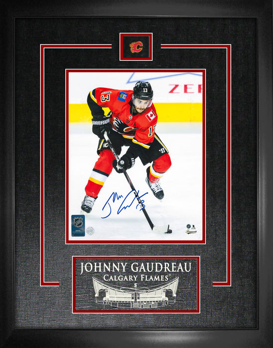 Johnny Gaudreau Calgary Flames Signed Framed 8x10 Skating Photo