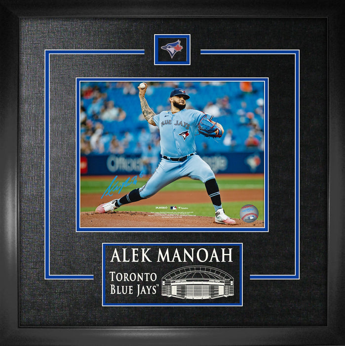 Alek Manoah Signed Framed 8x10 Pitching Front View Photo