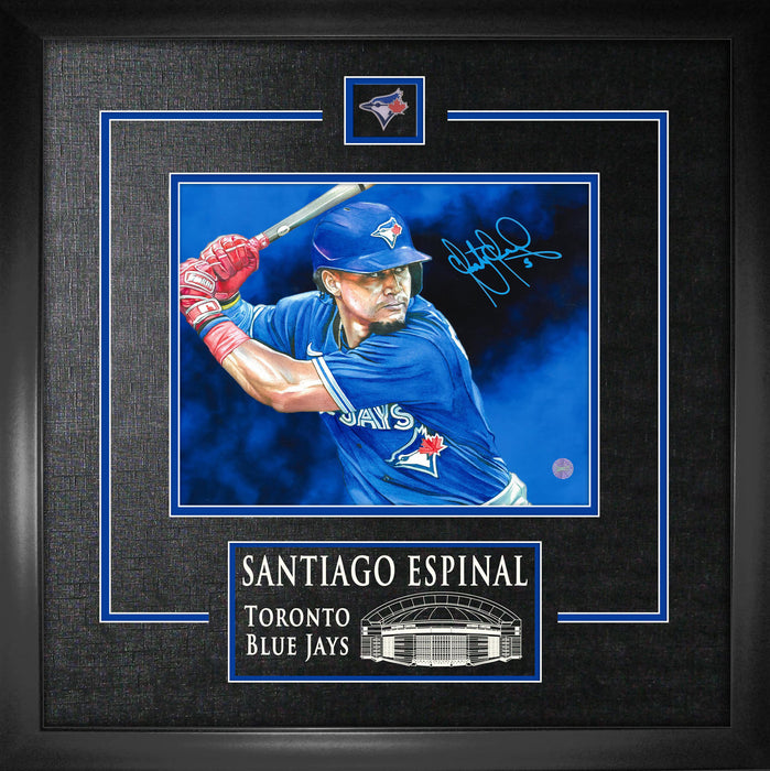 Santiago Espinal Signed Framed 8x10 Toronto Blue Jays Blue Art Photo