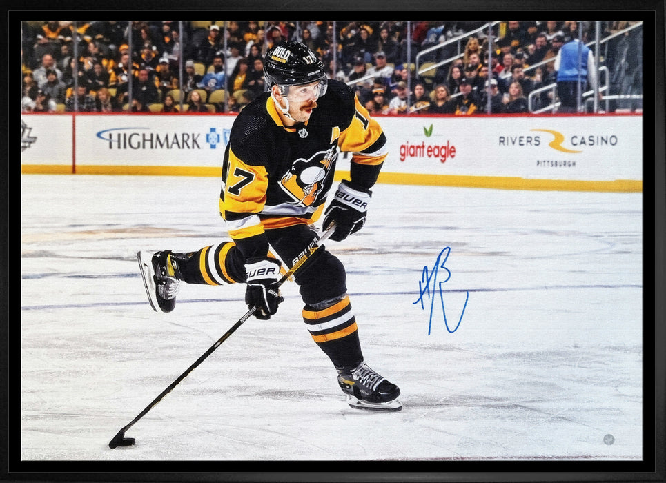 Bryan Rust Signed Framed 20x29 Pittsburgh Penguins Shooting Canvas