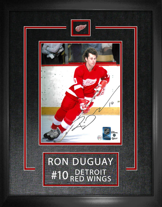 Ron Duguay Signed Framed Detroit Red Wings Skating 8x10 Photo