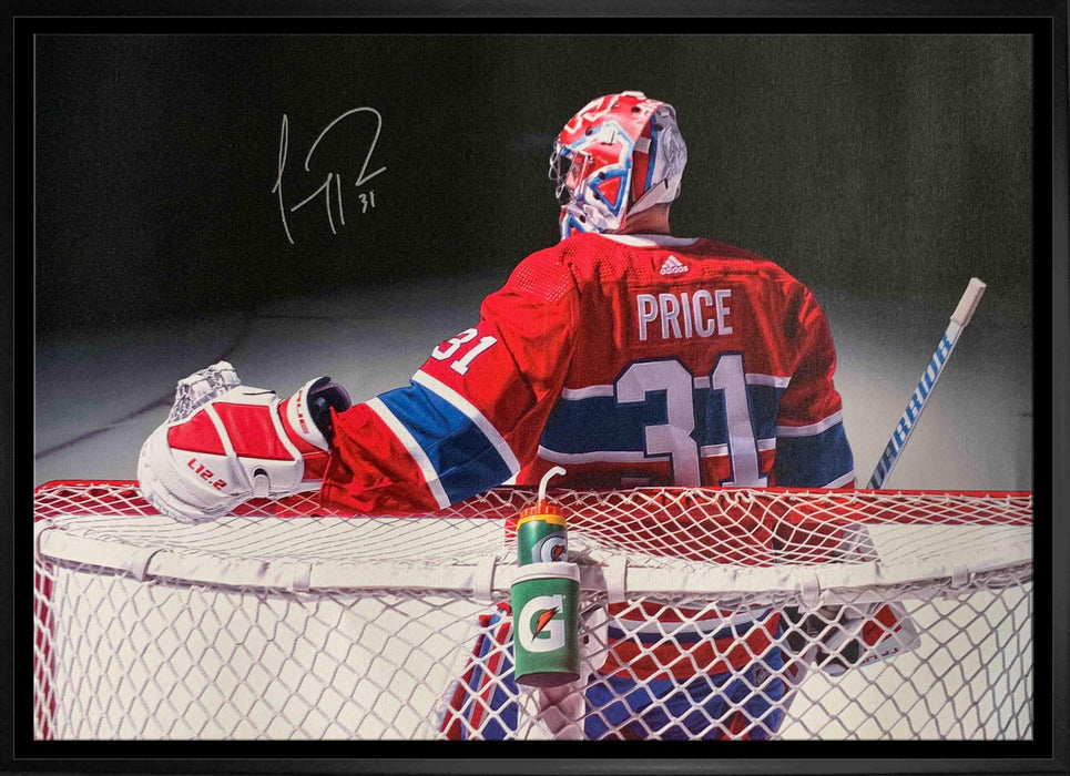 Carey Price Signed Framed 20x29 Montreal Canadiens Spotlight In Front Of Net Canvas