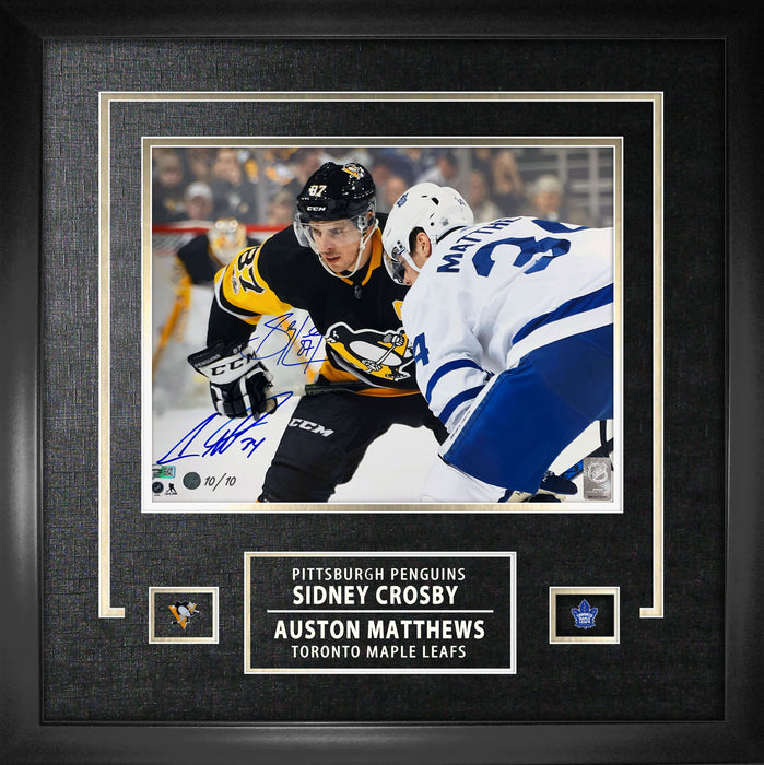Sidney Crosby and Auston Matthews Signed 11x14 Mat Etched Face-Off (Limited Edition of 10)