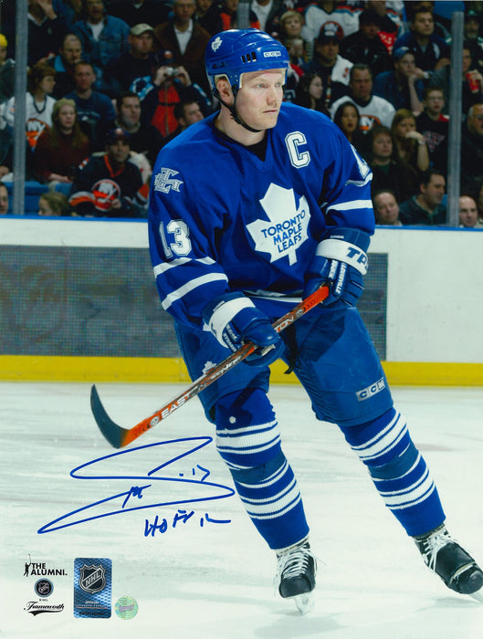 Mats Sundin Signed 11x14 Photo Maple Leafs Player Blue w/Puck-V