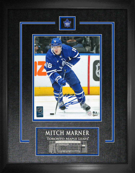 Mitch Marner Signed 8x10 Etched Mat Leafs Action Blue-V