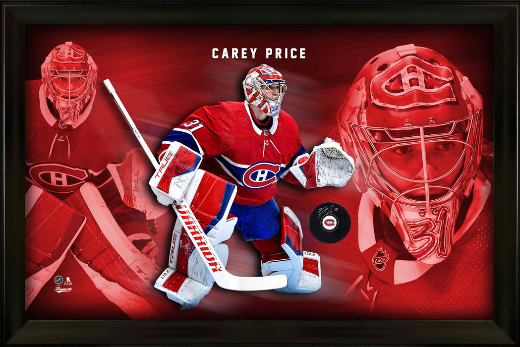 Carey Price Signed Photo Glass Framed Montreal Canadiens Puck