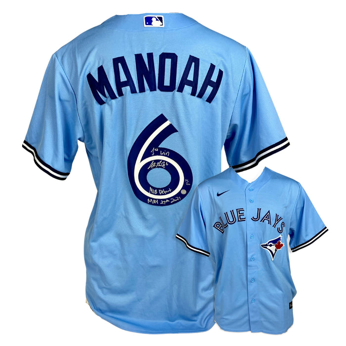 Alek Manoah Signed Toronto Blue Jays Replica Nike Jersey Inscribed with "1st Win", "MLB Debut", and "May 27th 2021" (Limited Edition of 66)