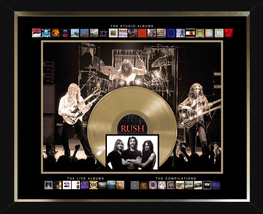 Rush Framed Album Collection Collage with Gold 45 Record