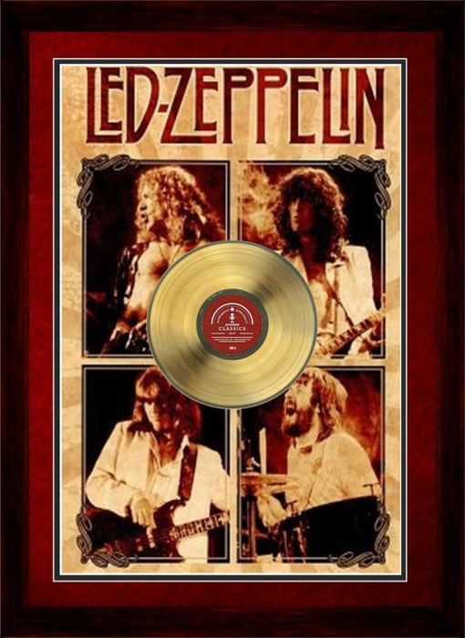 Led Zeppelin Framed Parchment With Gold LP