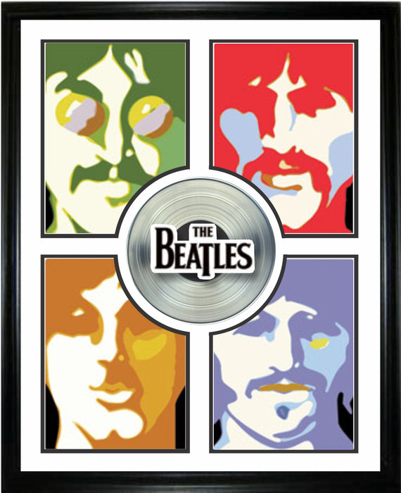 Beatles Framed Pop Art Collage With Platinum LP