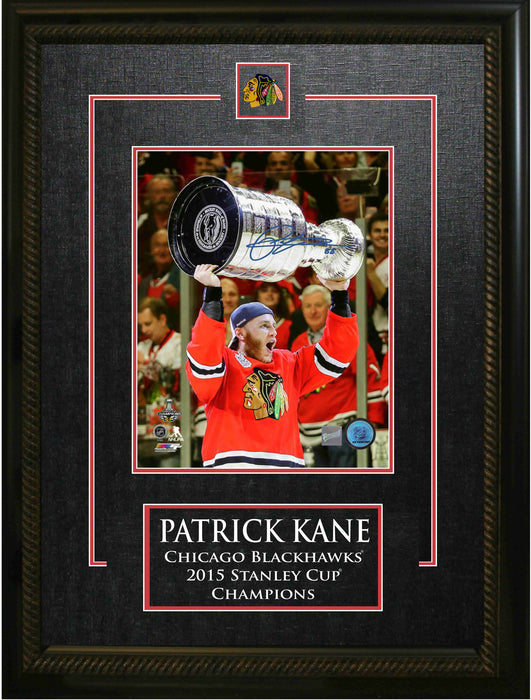 Patrick Kane Chicago Blackhawks Signed Framed 8x10 Raising the 2015 Stanley Cup Photo