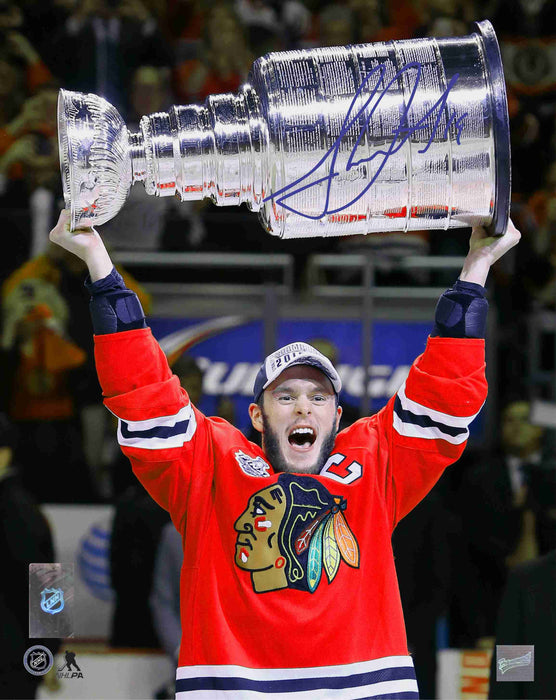 Jonathan Toews Chicago Blackhawks Signed 8x10 Raising the 2015 Stanley Cup Photo