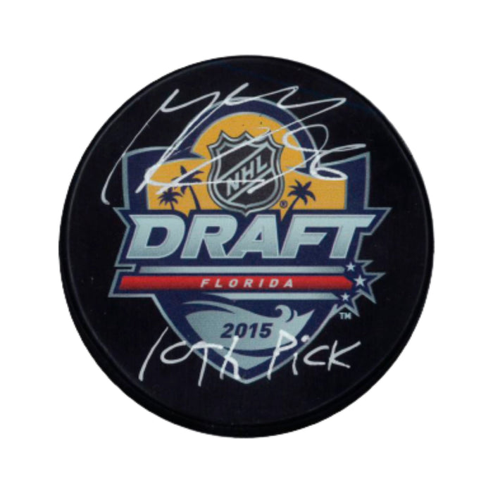 Mikko Rantanen Signed 2015 NHL Draft Puck with "10th Pick" Inscribed