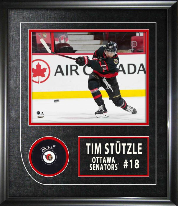 Tim Stutzle Signed Framed Ottawa Senators Puck